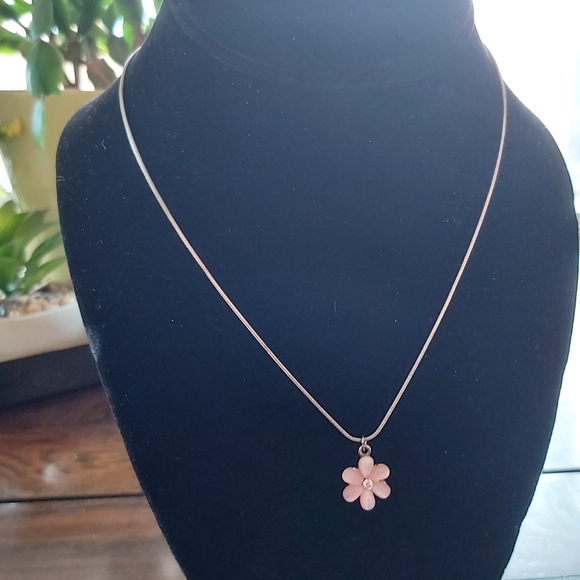 Pink quartz and silver necklace - Picture 6 of 7